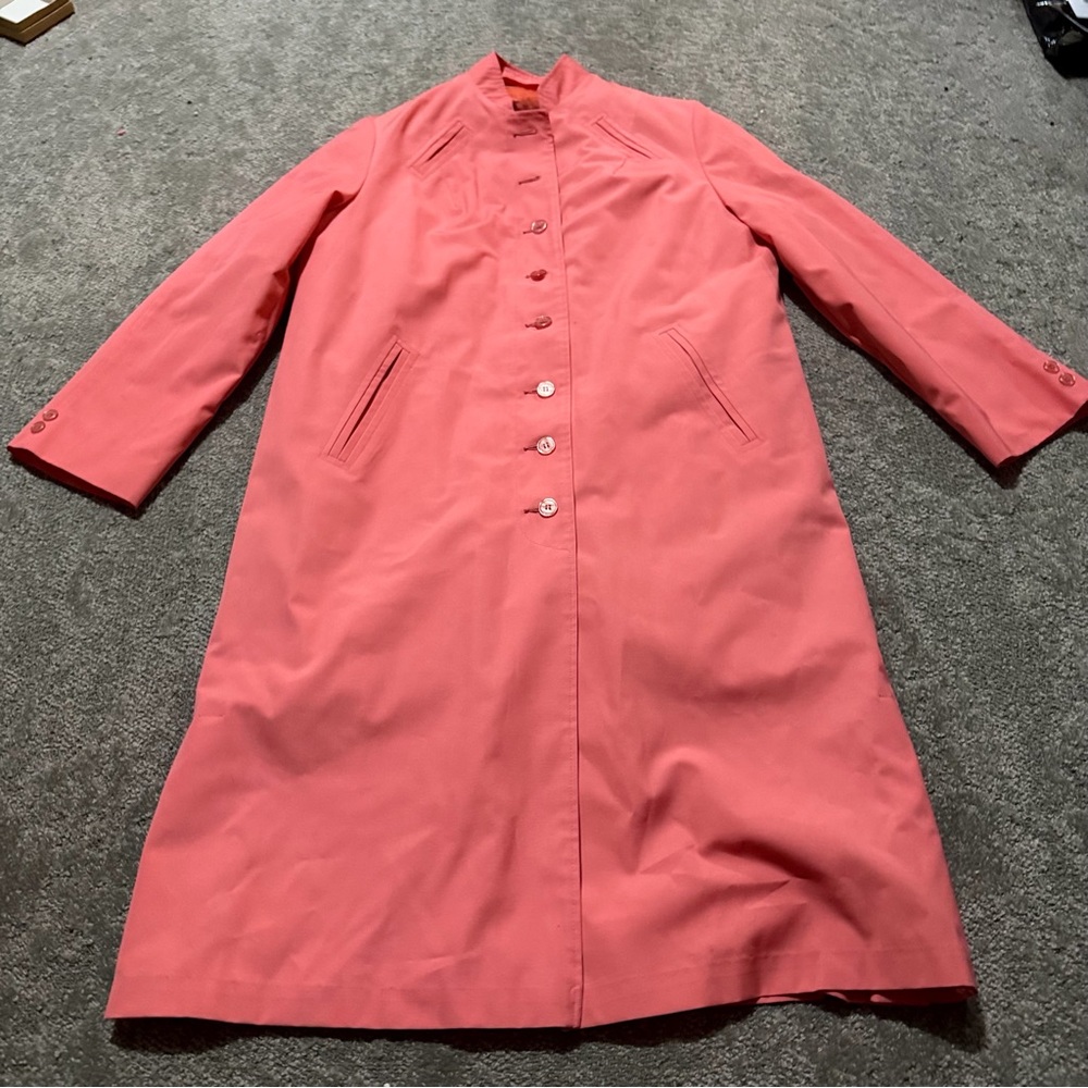 CAROL BRENT vintage retro pink trench coat layered‎ coat L / XL amazing piece